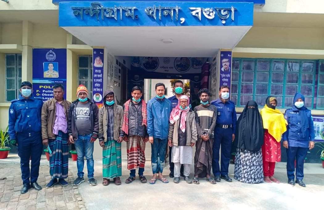 নন্দীগ্রাম থানা পুলিশের রাতব্যাপী অভিযানে পরোয়ানাভুক্ত ৯ আসামী গ্রেফতার